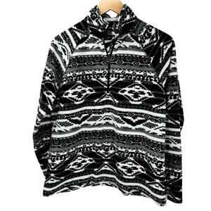 Eddie Bauer Jacket Womens Large Fleece 1/4 Zip Lightweight Pullover Aztec